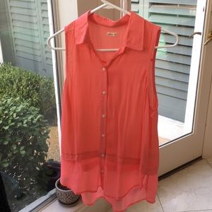 Hollister sleeveless coral pink shirt